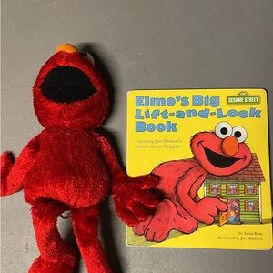 Sesame Street Elmo Plush and Book Set - Red and Yellow